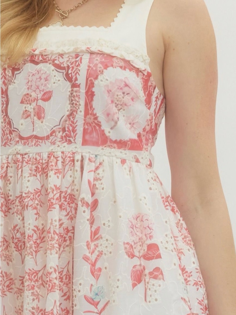 LOVE! NWT Americana Hydrangea Eyelet Ruffle Cotton Midi Dress Tuckernuck S M L - Picture 10 of 11